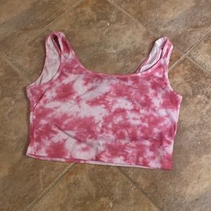 Pink and white tie dye top